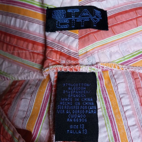 Star City Size 13 Shorts Juniors Striped Seersucker Button Front Multicolor NEW - Picture 3 of 4